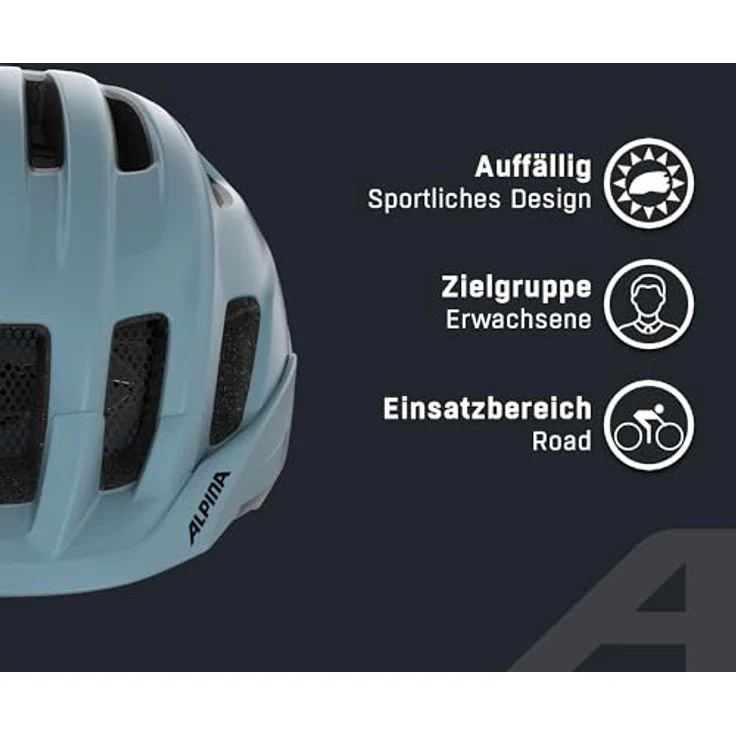 Alpina Paranus, Fahrradhelm rauchblau matt, 55-59 cm, stoßabsorbierend und leicht – Bild 3
