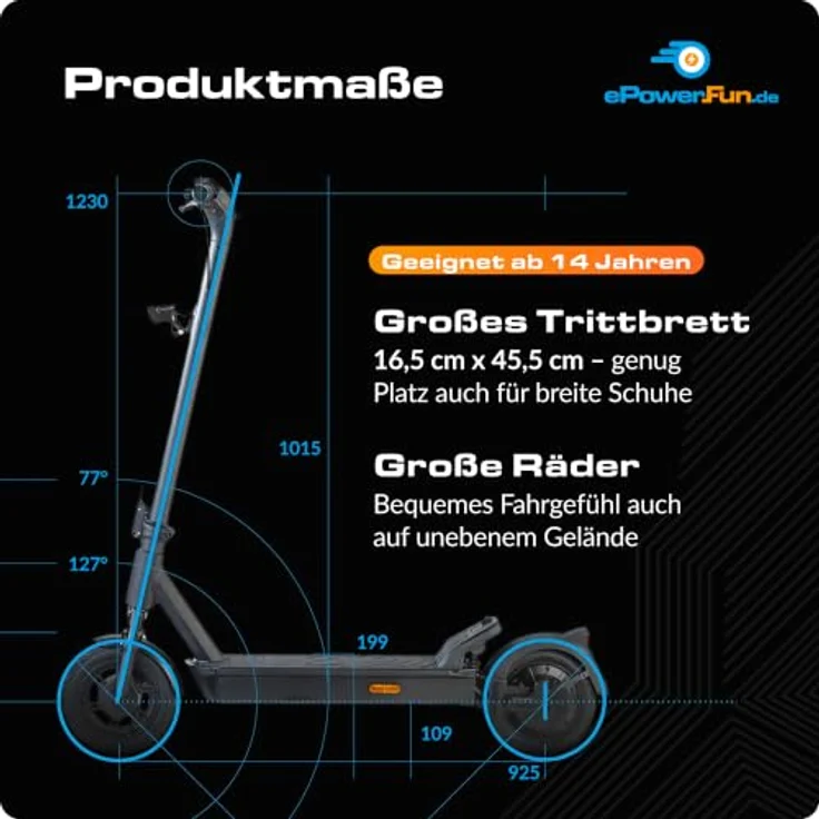 ePowerFun ePF-PULSE 960+ Plus, E-Scooter mit 104 km Reichweite, Vollfederung, 500 W Motor, ABE-zugelassen – Bild 8