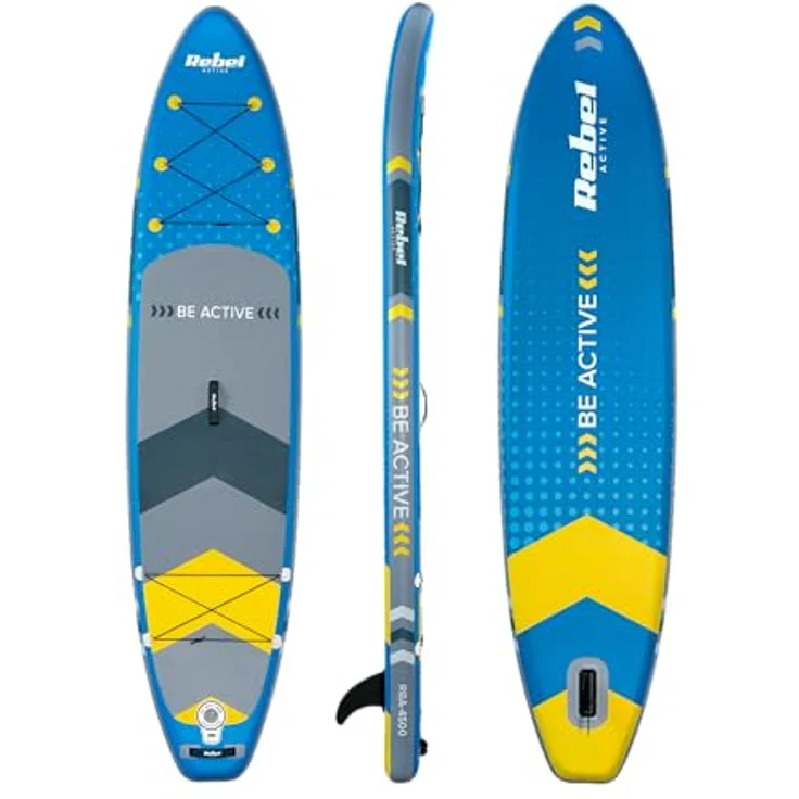 Rebel RBA-4500 Paddleboard SUP, 350 cm, maximale Tragfähigkeit 135 kg, blau, mit Zubehör und Hochvolumen-Elektropumpe – Bild 2