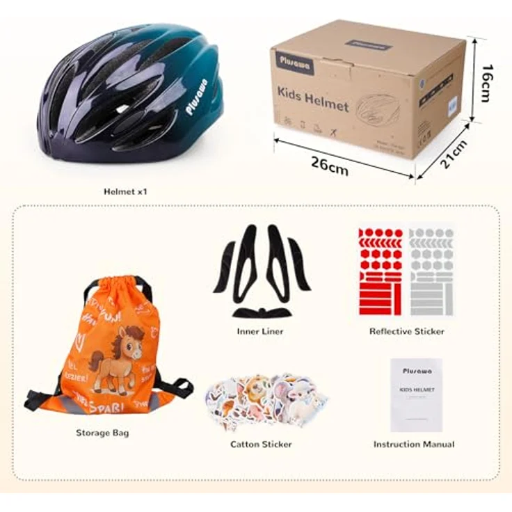 Tacklife Plusawa Kinder Fahrradhelm EN1078 CE, verstellbarer Kinnriemen, 3D DIY Aufkleber, reflektierende Dekoration, für Roller & Inlineskates, Unisex, 50-60 cm – Bild 7