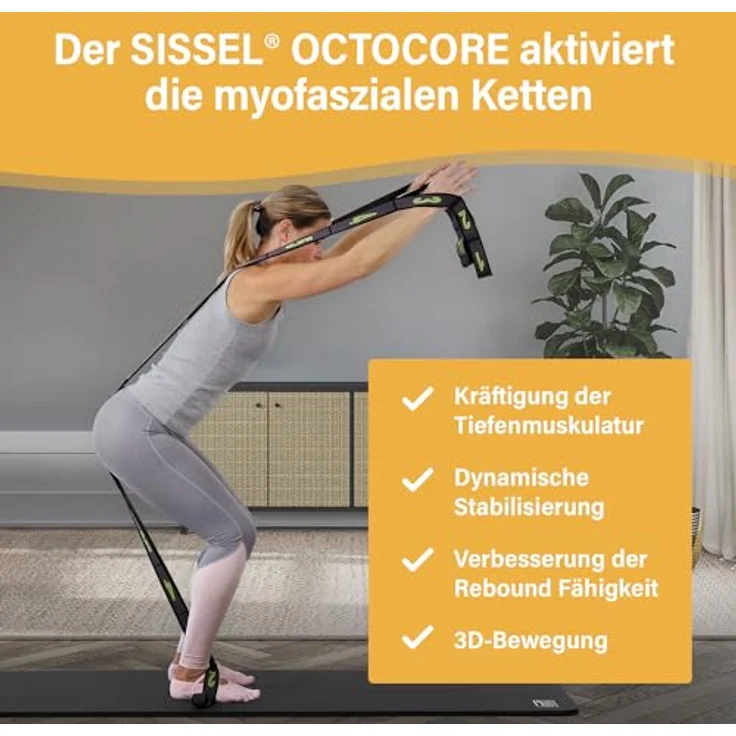 SISSEL OCTOCORE, 3D-Band für Ganzkörpertraining, flexibel für Pilates & Yoga, robustes Material, inkl. Übungsvideo, Farbe: Anthrazit/Gelb – Bild 5