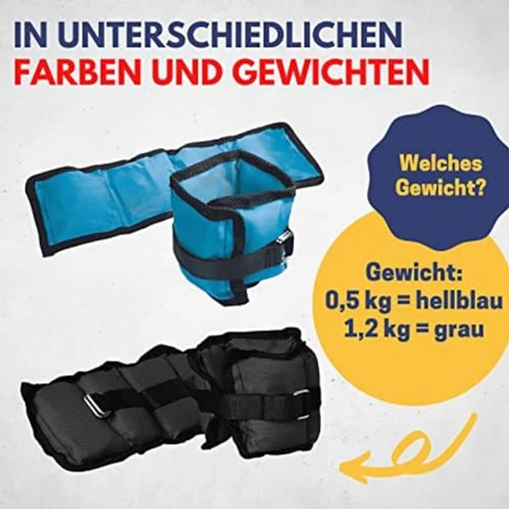 Best Sporting Gewichtsmanschetten 2er Set I 0,5kg I Verstellbar mit Klettverschlüssen I Hellblau / Schwarz – Bild 4