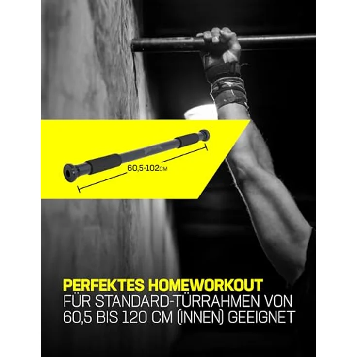 SPORTINATOR® Klimmzugstange zum Einspannen im Türrahmen, belastbar bis 150 kg, kompakt und sicher, Länge 60–102 cm (grün) - Preisvergleich – Bild 3