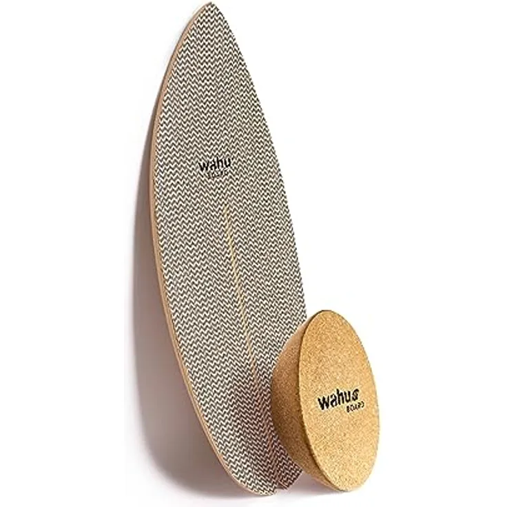 WAHU Board - Balance Board Fortgeschritten mit einzigartigem Rocker Shape inkl. Rolle - Surf Balance Board (100% Holz) | Balance Board Holz | 100% Spaß garantiert | Day and Night Twill
