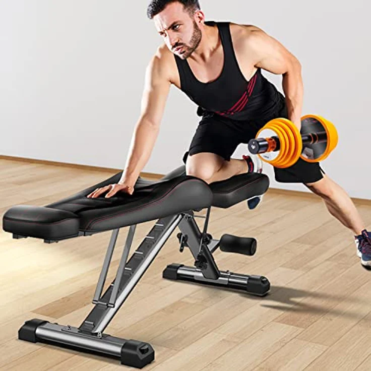 AsVIVA WB2 Hantelbank Klappbar | Verstellbare & robuste Fitnessbank bis 300 kg | Schrägbank, Negativbank & Flachbank | Ergonomisches Design | Platzsparend für Zuhause | Schwarz – Bild 3