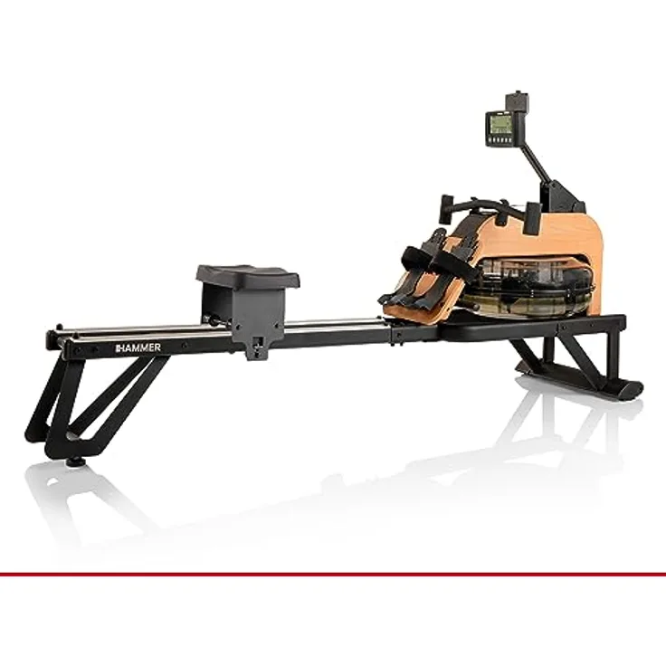 HAMMER Wasser-Rudergerät RowFlow 5.0 NorsK, edles Holz-Design, 20 Programme, innovativer Rudergriff