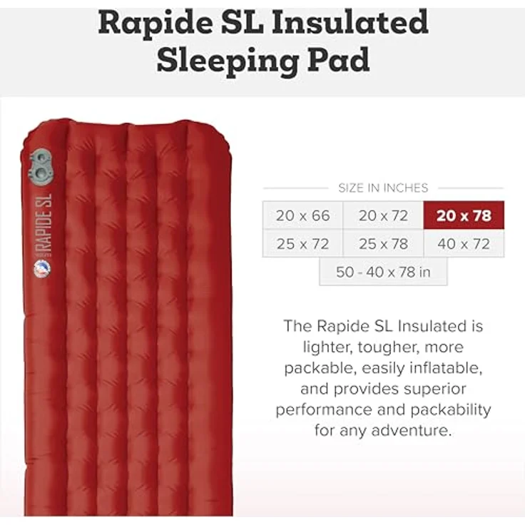 Big Agnes Rapide SL Insulated, Thermomatte für Hochtouren und Winterbiwaks, R-Wert 4,8, antimikrobiell und komprimierbar – Bild 2
