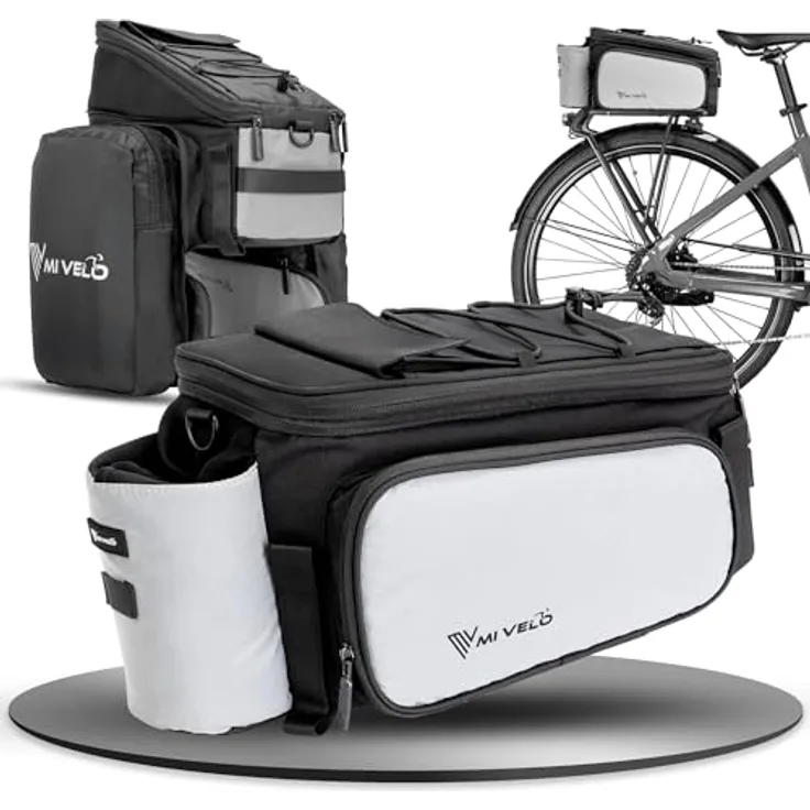MIVELO Fahrradtasche für Gepäckträger, erweiterbar auf 20L, wasserabweisend und vollreflektierend, Umhängetasche