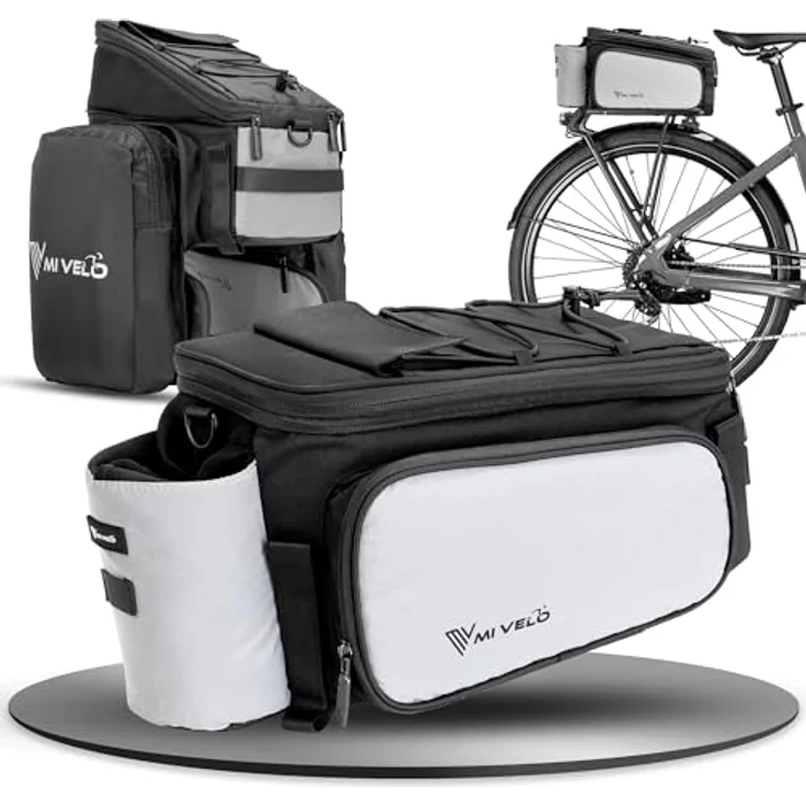 MIVELO Fahrradtasche für Gepäckträger, erweiterbar auf 20L, wasserabweisend und vollreflektierend, Umhängetasche – Bild 1