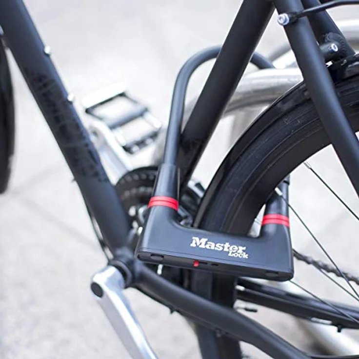 Master Lock 8279, Veloschloss aus gehärtetem Stahl mit Doppel-Schließbügel, 2 Tonnen Zugkraft, integrierter Scheiben-Verschlussmechanismus, schützender Vinyl-Ummantelung und Halterung für einfachen Transport – Bild 2