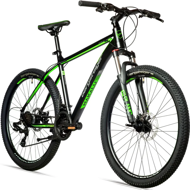 Bergsteiger Makalu 26 Zoll Mountainbike, Aluminium, geeignet ab 150 cm, Scheibenbremse, Shimano 21 Gang-Schaltung, Hardtail, für Jungen und Herren