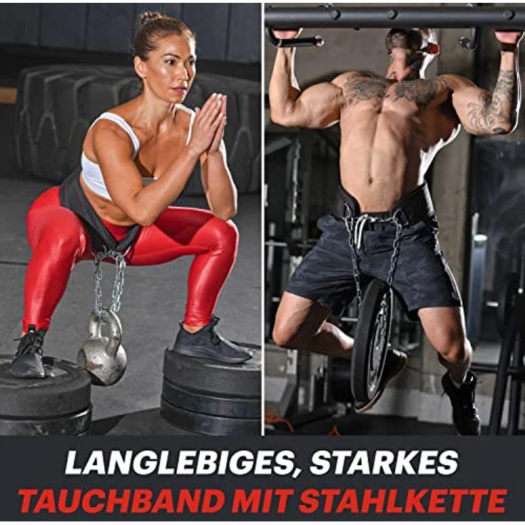 DMoose Dip Gürtel mit Kette 36" Heavy Duty Stahlkette, Comfort Fit gewichtsgürtel, Double Stitching - Maximieren Sie Ihre Gewichtheben & Bodybuilding Workouts – Bild 2