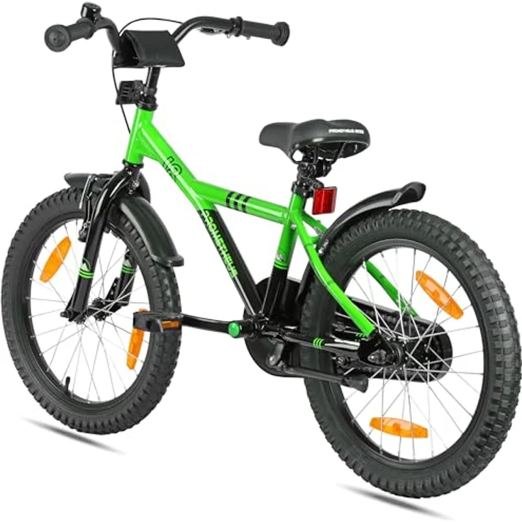 PROMETHEUS BICYCLES HAWK 18 Zoll Kinderfahrrad, 1 Gang, Rücktrittbremse, tiefer Einstieg, für Jungen und Mädchen, TÜV-zertifiziert, stabiler Stahlrahmen, verstellbarer Lenker und Sattel – Bild 6
