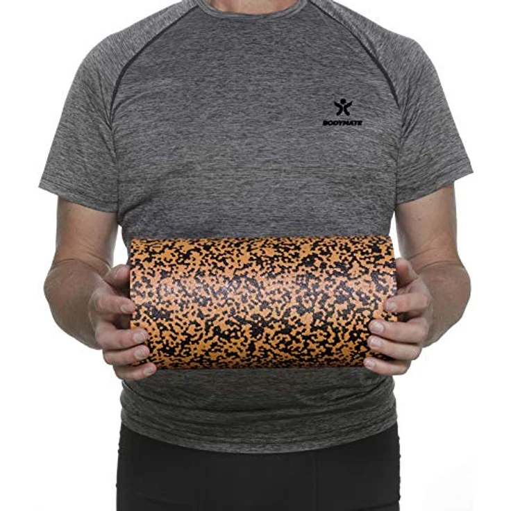 BODYMATE Faszienrolle Standard Mittel-Hart, ideal für Eigenmassage und Regeneration, Black/Orange Tiger-Orange, 30x15cm mit Gratis E-Book – Bild 3