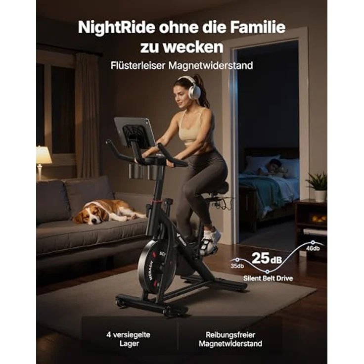 MERACH Heimtrainer Fahrrad, Ergometer mit Verstellbarem Widerstand, Leises Magnetwiderstandssystem, Verbesserter LED-Monitor, Tablet-Halter, bis 136kg Tragkraft – Bild 4