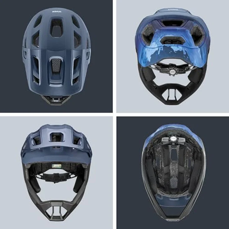 Uvex React Jr Fullface, Kinder MTB Fahrradhelm, dusk blue matt, 52-56 cm, leicht und sicher – Bild 4