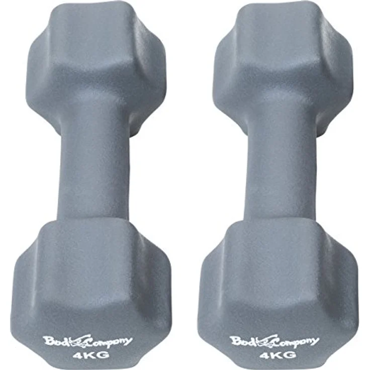 Bad Company Neopren Hanteln 2 x 4 kg grau - Kleine Hantel gummiert für Fitness Gymnastik Aerobic Zuhause - Home Gym Kurzhanteln für Frauen Männer - Dumbbells 4kg – Bild 3