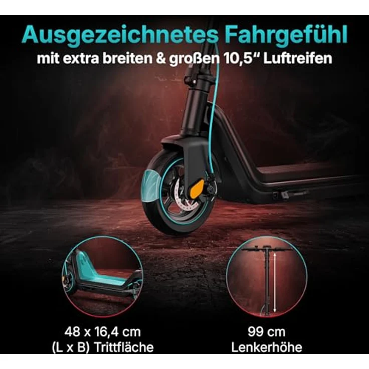 Odys E-Scooter ALPHA X5 PRO II, 20 km/h, bis zu 50 km Reichweite, 450 Watt Motor, 120 kg Traglast – Bild 3
