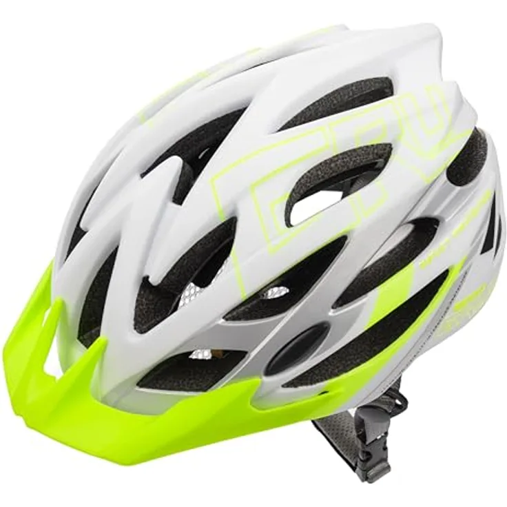 meteor GRUVER MTB Fahrradhelm, für Herren, Damen und Kinder, Größe M (55-58 cm), weiß/grün