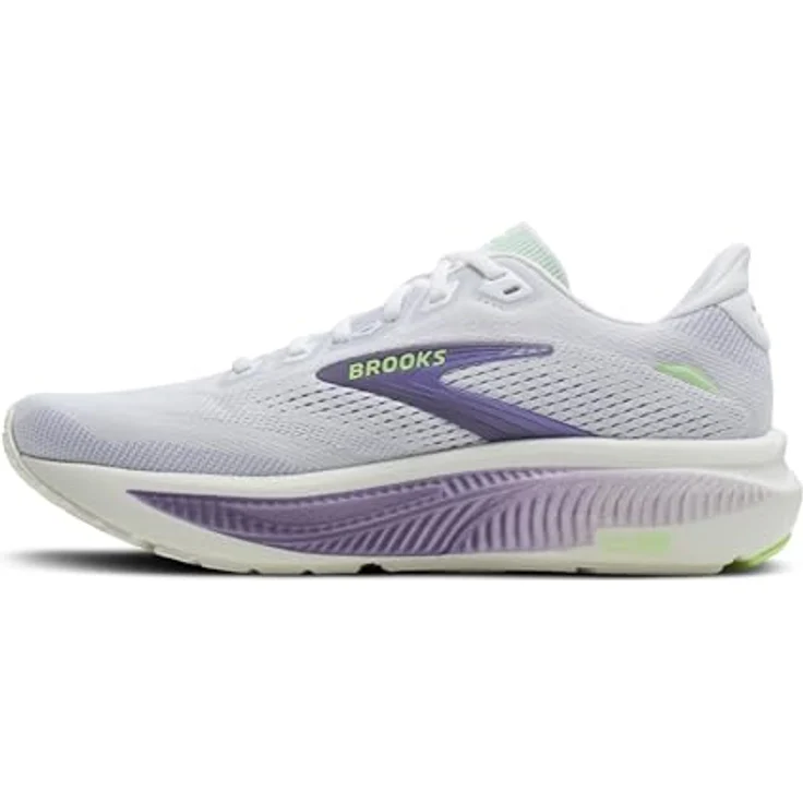 Brooks Ghost 18, Damen Laufschuhe in Weiß/Purpur, atmungsaktives Mesh-Obermaterial, DNA LOFT-Dämpfung, stabilisierende Fersenkappe – Bild 3