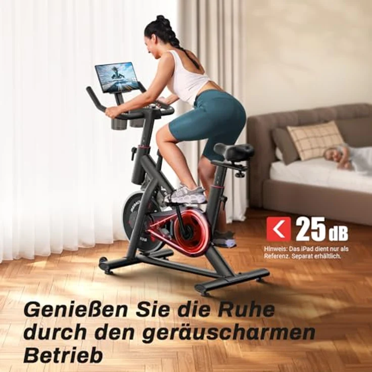 MERACH Heimtrainer Fahrrad, Ergometer mit Verstellbarem Widerstand, Leisem Riemenantrieb, LED-Monitor, Tablet-Halter, bis 136KG Tragfähigkeit – Bild 3