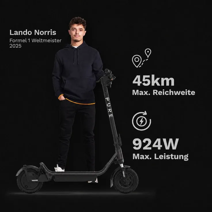 Pureelectric E-Scooter PURE AIR⁶ SUSPENSION, Doppelfederung, 45 km Reichweite, 924W Motor, mit Straßenzulassung