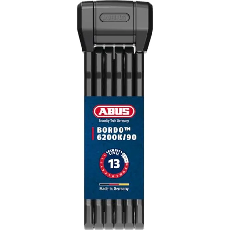 Abus Bordo 6200K, Faltschloss, 94 cm, mit ABUS XPlus-Zylinder und robuster Stahlummündung, schwarz