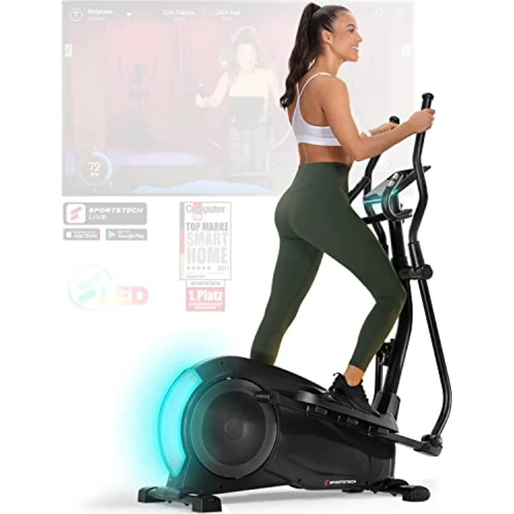 Sportstech CX700 mit innovativer LED Technologie | Profigerät Crosstrainer für Zuhause | Heimtrainer mit 12 Programme & 1 HRC & 1 Watt Mode | Ellipsentrainer gelenkschonend mit Magnetbremssystem 24 kg – Bild 1