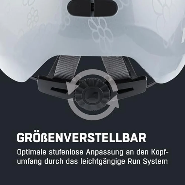 ALPINA Ximo Kinderfahrradhelm, sicherer und bruchfester Helm mit 360°-Fitsystem und optionalem LED-Licht, Silver Flower Gloss, Größe 45-49 – Bild 5