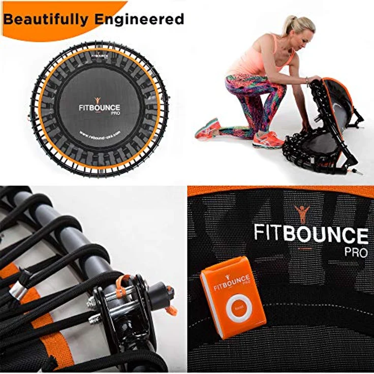 FIT BOUNCE PRO XL Bungee Rebounder ist ein klappbares geräuschloses orthopädisches Qualitäts Indoor Mini Trampolin für Erwachsene und Kinder |DVD|extrabreite Sprungfläche Zugelassen für Physiotherapie – Bild 4