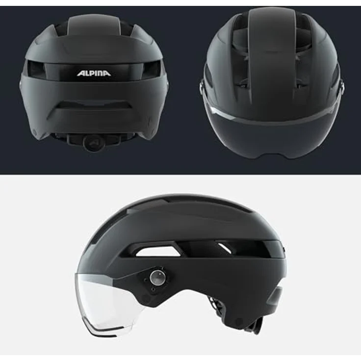 Alpina Soho Visor, Fahrradhelm Matt Schwarz für Kopfgrößen 51-56 cm mit Hi-EPS und optimaler Belüftung – Bild 5