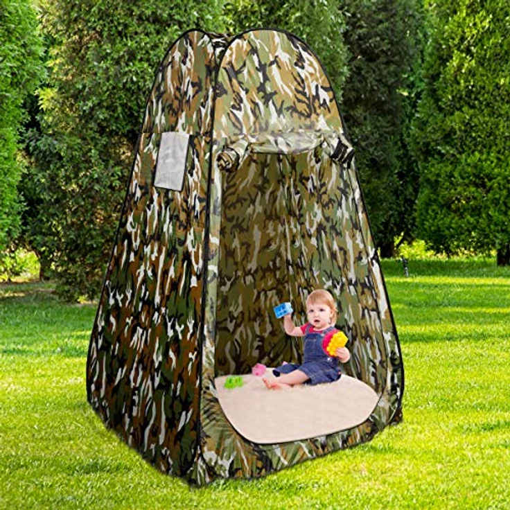 COSTWAY Pop-up Duschzelt, Toilettenzelt mit Fenster, 190x120x120cm, Flecktarn, leicht und tragbar – Bild 2