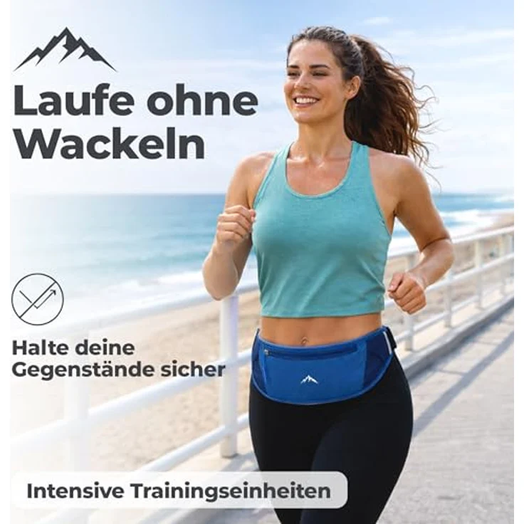 NORDRUN Laufgürtel für Handys, verstellbar und wasserdicht, mit großer Kapazität für Smartphones bis 20 x 10 cm, in Blau – Bild 2