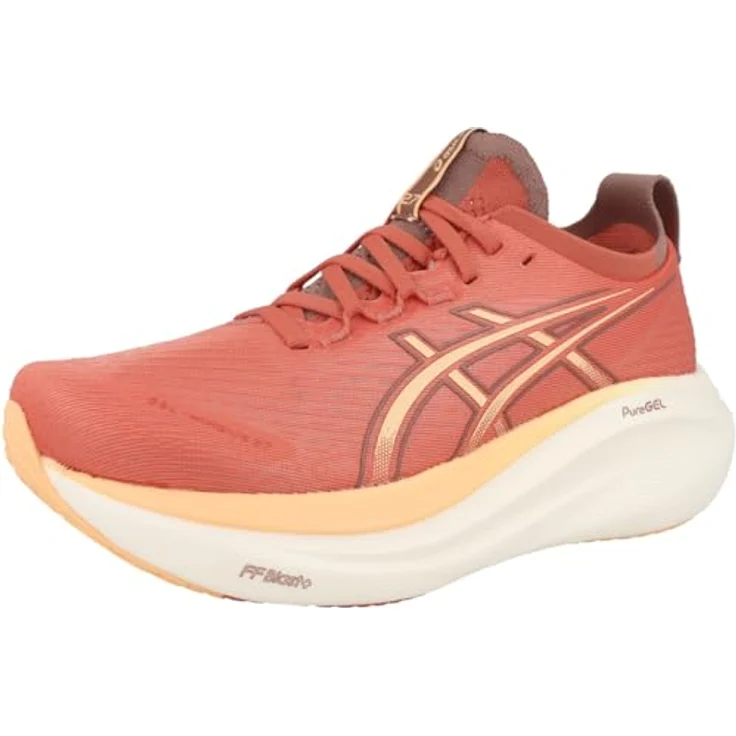 ASICS Performance Gel Nimbus 27, Damen Laufschuhe mit GEL-Dämpfung, Jacquard-Mesh-Obermaterial, Orange-Rot-Pink, Größe 39 – Bild 4