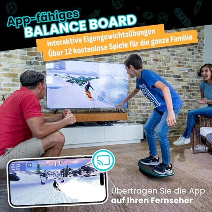 GoCube GoBalance Play & Sport, Interaktives Premium-Balance-Board aus Holz mit Bluetooth-Sensor, 12 Spiele & kostenlose App – Bild 2