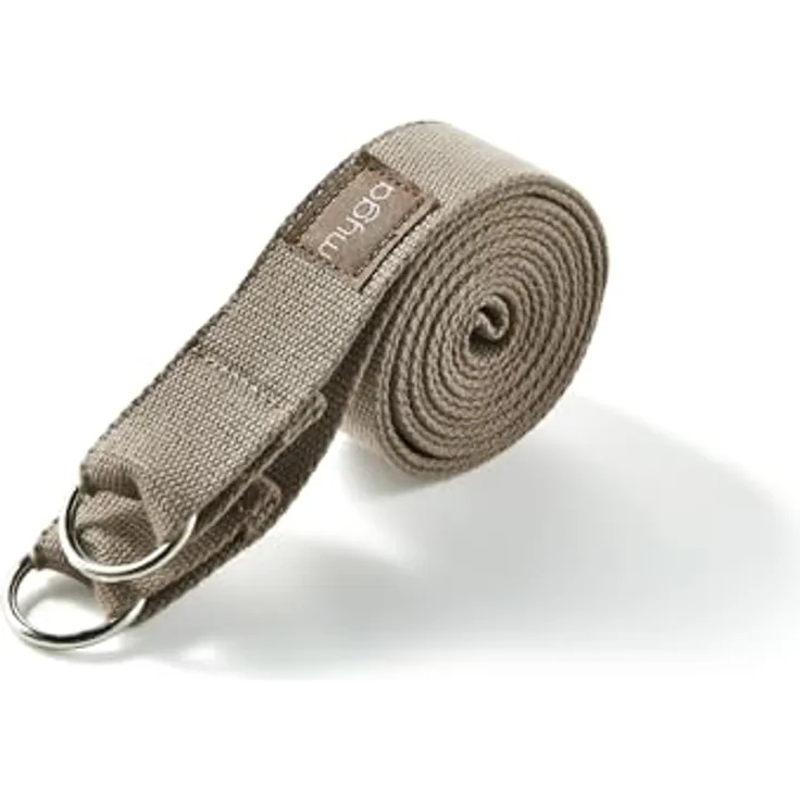 Myga 2-in-1 Yoga Gurt, verstellbar zum Dehnen und Verbessern der Flexibilität, mit D-Ring, 180 cm, in erdigen Farben