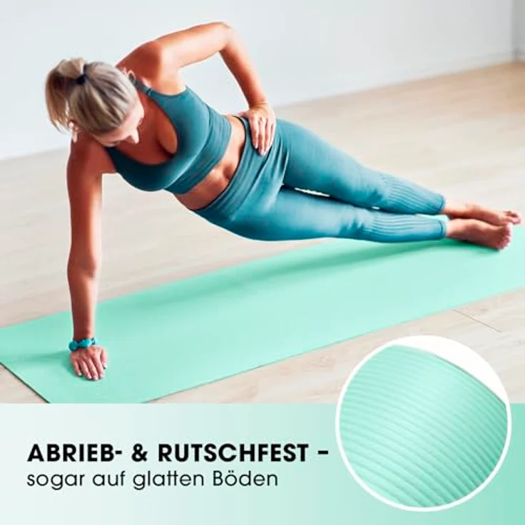 #DoYourFitness x World Fitness Fitnessmatte "Ashanti", 190x100x1cm, phthalatfrei, rutschfest, ideal für Yoga, Pilates und Fitness, türkise Farbe – Bild 2