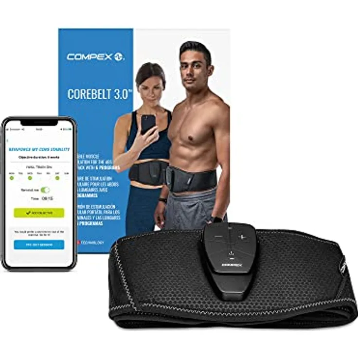 Compex Unisex-Adult Corebelt 3.0 Muskelstimulationsgürtel, schwarz, L/XL
