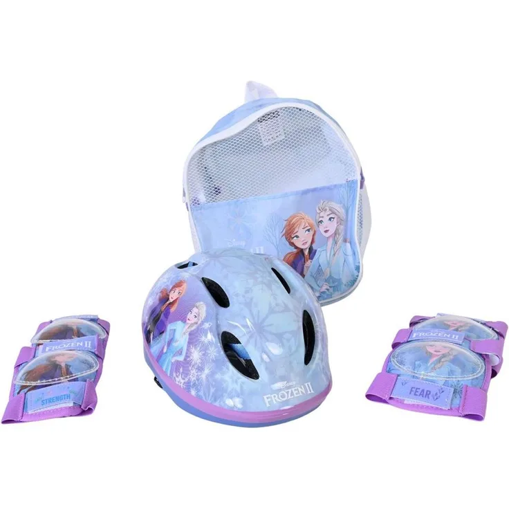 Volare Disney Frozen Fahrradhelm Set, inkl. Knieschoner und Ellbogenschoner, lila, Größe 52-56 cm