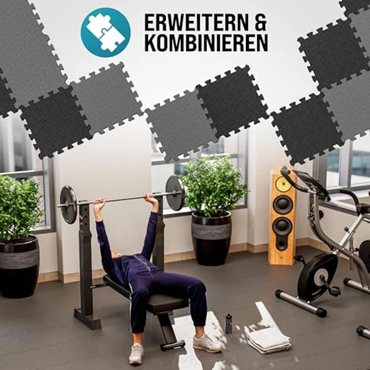 monzana Fitnessmatte (54-St), Rutschfestes EVA-Schaumstoff Bodenschutzmatten Set für Indoor und Outdoor, Grau – Bild 8