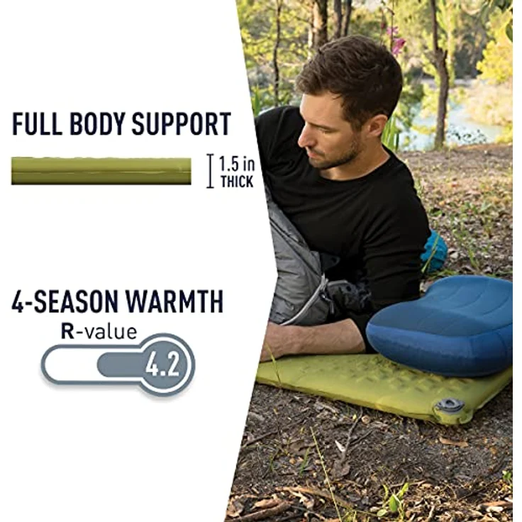 Sea To Summit Ultralight SI Isomatte, selbstaufblasend mit Delta Core-V Technologie für Gewichtseinsparung und Komfort, grün – Bild 5