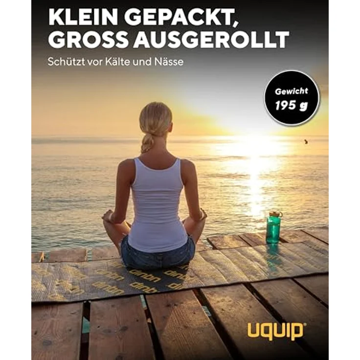 Uquip Isomatte Flexy 190, ultraleichte wasserdichte Campingmatte in Silber/Grau, schmutzabweisend & aluminiumbeschichtet zum Schutz vor Kälte & Nässe, ideal für Camping, Wandern & Festivals – Bild 3