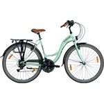 Meyako 26 Zoll Luchs "Feline" Cityrad Hollandrad Citybike Trekkingrad Damen Mädchenfahrrad Minzgrün, Shimano 21-Gang Kettenschaltung &LED-Lichtanlage