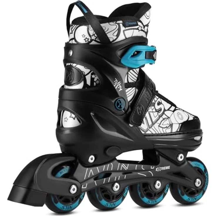 Nils Extreme NH10907 TINTY Rollschuhe 4in1, Inlineskates und Schlittschuhe in Grün, Größe 31-34 mit 7 Permanentmarkern – Bild 9