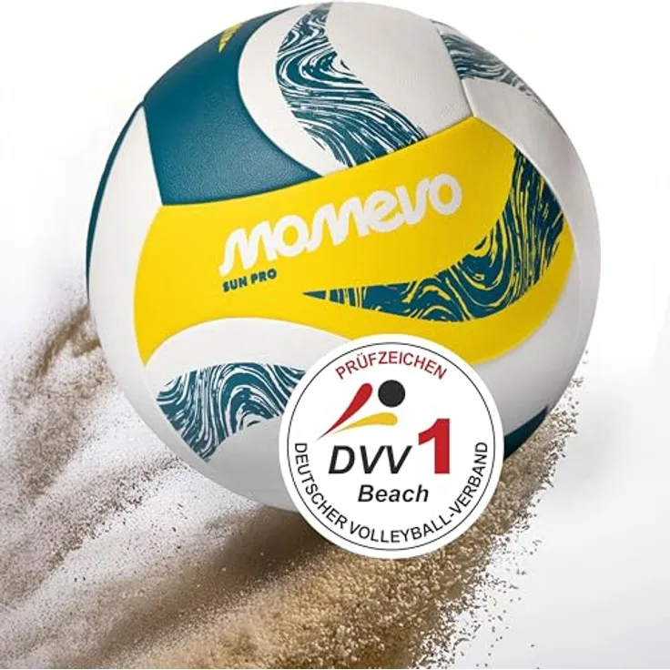 MOMEVO Beachvolleyball SunPro, DVV1 zertifiziert in offizieller Größe und Gewicht, ideal für Training & Wettkampf