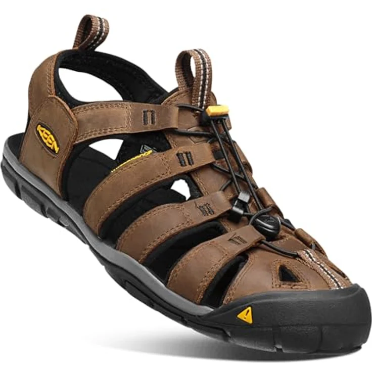 Keen Clearwater CNX Leather, Herren Echtleder Sandale mit Schnellzugschnürsystem, dark earth/black, Größe 44 EU – Bild 1