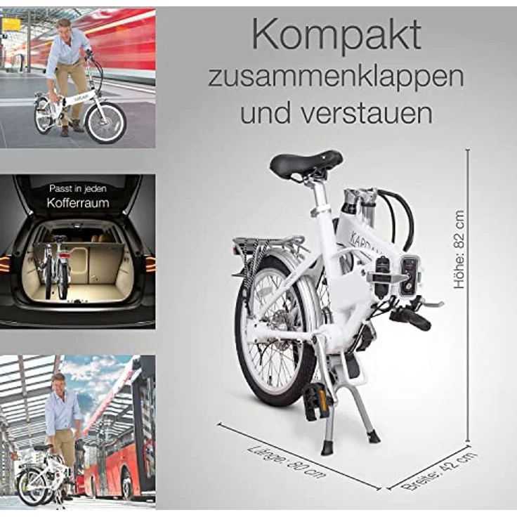 aktivelo E-Faltrad Kardanantrieb klappbar E-Bike 8,7 Ah Akku 9 Motorunterstützungsstufen, LCD-Display Alurahmen Weiß inkl. Transporttasche - Preisvergleich – Bild 4