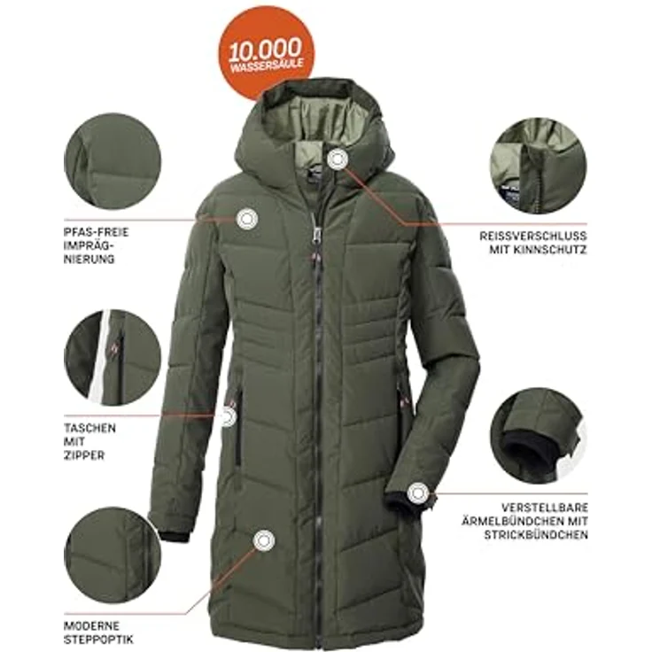 Killtec Kow 219 Grls Qltd Ct, Skijacke für Mädchen, winddicht und wasserabweisend, dunkeloliv, Größe 152 – Bild 5