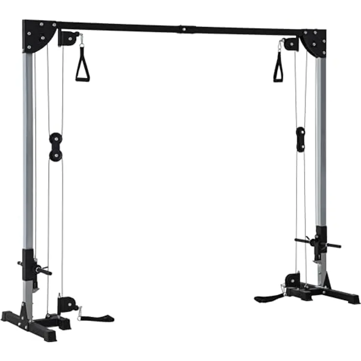 SPORTNOW Kabelzug Kraftstation, freistehend mit Steckgewichten bis 50kg pro Seite, 4 Griffe, optimale Trainingsvielfalt, 245 x 207 cm