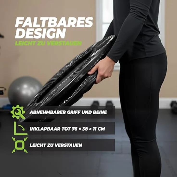 VirtuFit Fitness Trampolin Faltbar mit Griff, Schwarz, Durchmesser 100 cm, 2 Jahre Garantie – Bild 3